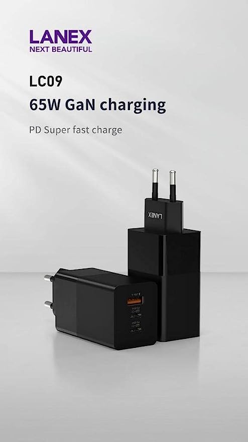 Lanex LC09 65 watt GAN Power Adapter Fast charge