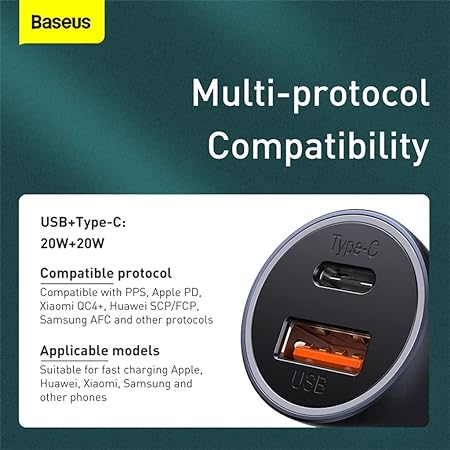 Baseus 40 Watt Car Charger With Dual Ports