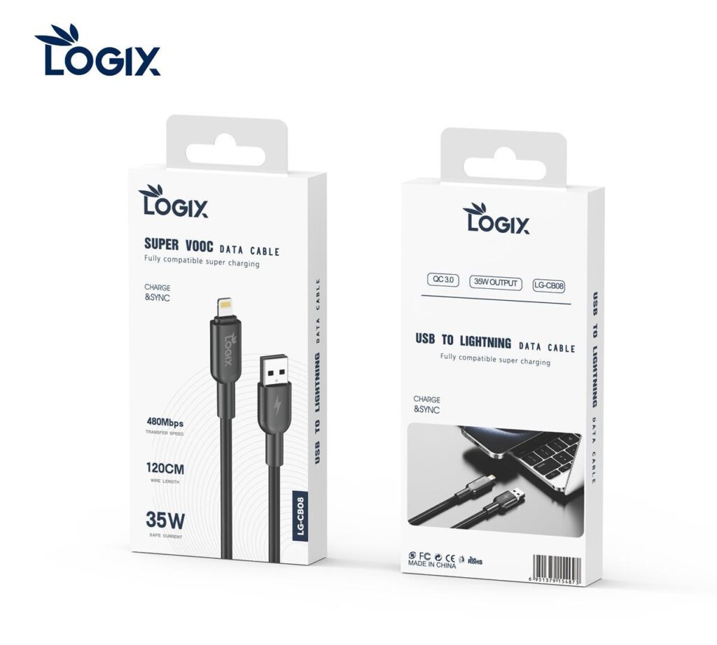 Logix Super VOOC Data Cable / USB to Lightning Data Cable