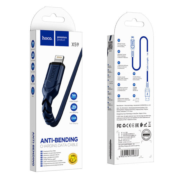 Hoco X59 Usb A To Lightning Cable - 1M Blue