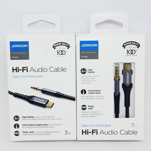 JOYROOM SY-A03 Type-C To 3.5mm Port Hi-Fi Audio Cable 2M - Black