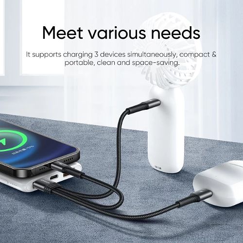 JOYROOM S-01530G9 - 3in1 Short Charging Cable 3.5A -0.15M - Black
