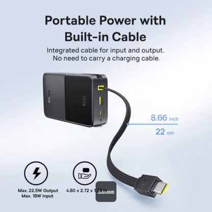 Baseus EnerFill FC51 Bipow2 Pro Power Bank 20000mAh 22.5W Black Built-in Cable