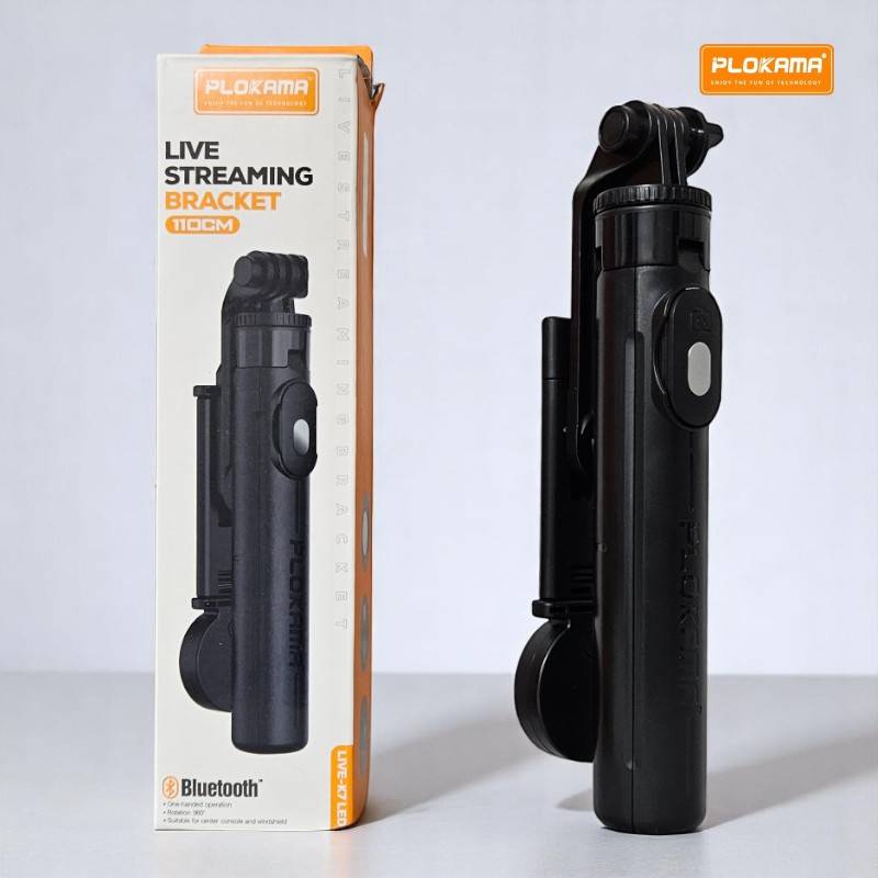Plokama LIVE K7 LED Selfie Stick 1.1M (3.6 Feet) Live Broadcasting Selfie Stand With Rechargeable Light Selfie K7 Bluetooth LED 4 in 1 Tripod LED Remote Control Tripod 110cm Selfie Stick