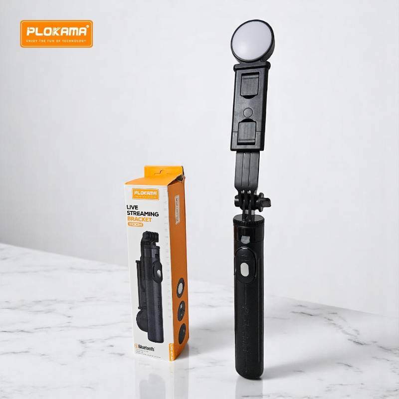 Plokama LIVE K7 LED Selfie Stick 1.1M (3.6 Feet) Live Broadcasting Selfie Stand With Rechargeable Light Selfie K7 Bluetooth LED 4 in 1 Tripod LED Remote Control Tripod 110cm Selfie Stick