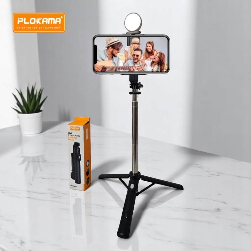 Plokama LIVE K7 LED Selfie Stick 1.1M (3.6 Feet) Live Broadcasting Selfie Stand With Rechargeable Light Selfie K7 Bluetooth LED 4 in 1 Tripod LED Remote Control Tripod 110cm Selfie Stick