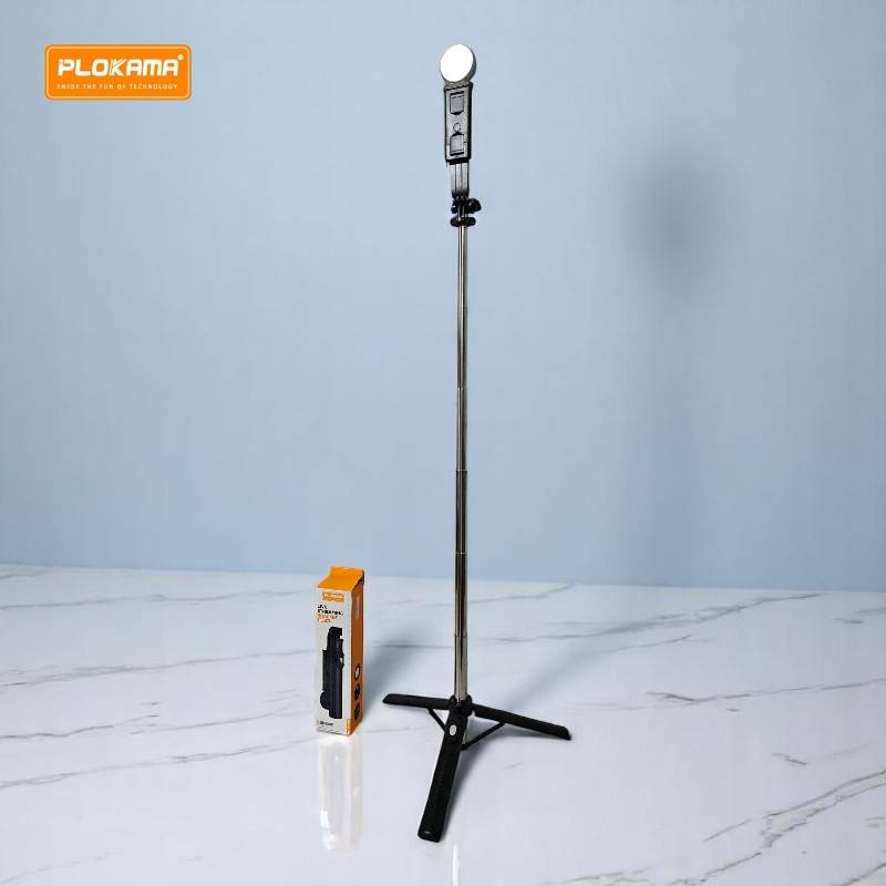 Plokama LIVE K7 LED Selfie Stick 1.1M (3.6 Feet) Live Broadcasting Selfie Stand With Rechargeable Light Selfie K7 Bluetooth LED 4 in 1 Tripod LED Remote Control Tripod 110cm Selfie Stick