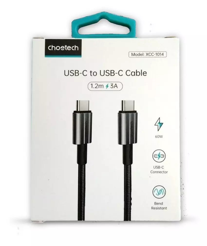 Choetech Type-C to Type-C PD60W 1.2m Cable - Black
