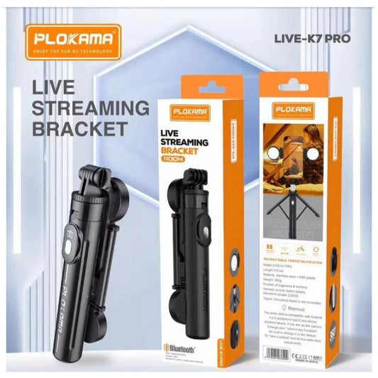 Plokama Live-K7 Pro 110 cm Live Streaming Tripod & Selfie Stick with Dual LED Lights