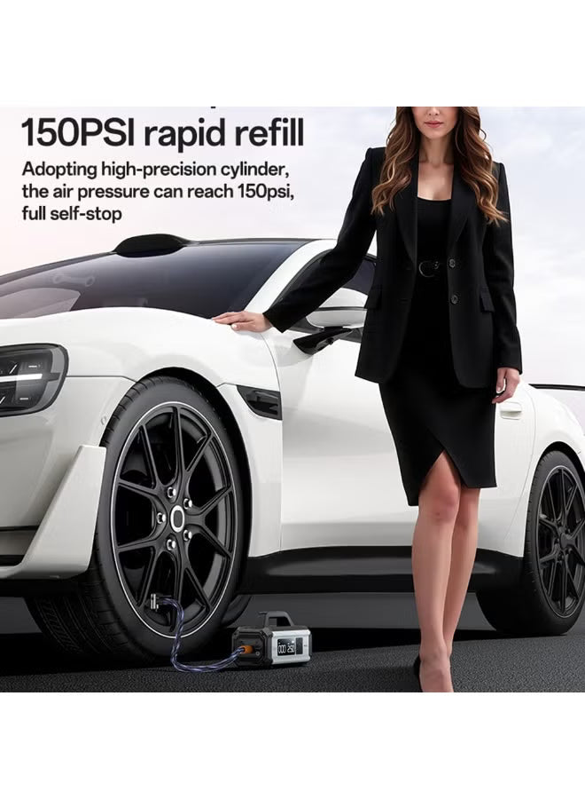 YESIDO VC13 5-in-1 Car Jump Starter, 150PSI Tire Inflator, 10000mAh Power Bank, Air Compressor