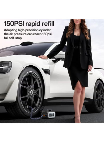 YESIDO VC13 5-in-1 Car Jump Starter, 150PSI Tire Inflator, 10000mAh Power Bank, Air Compressor