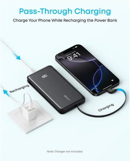 Anker Zolo Power Bank, 20,000mAh 22.5W Max Portable Charger, USB-C In and Out Fast Charging Battery Pack, Slim Travel Essential Phone Power Bank, For iPhone 17/16/15 Series, Galaxy [CCC Certified],