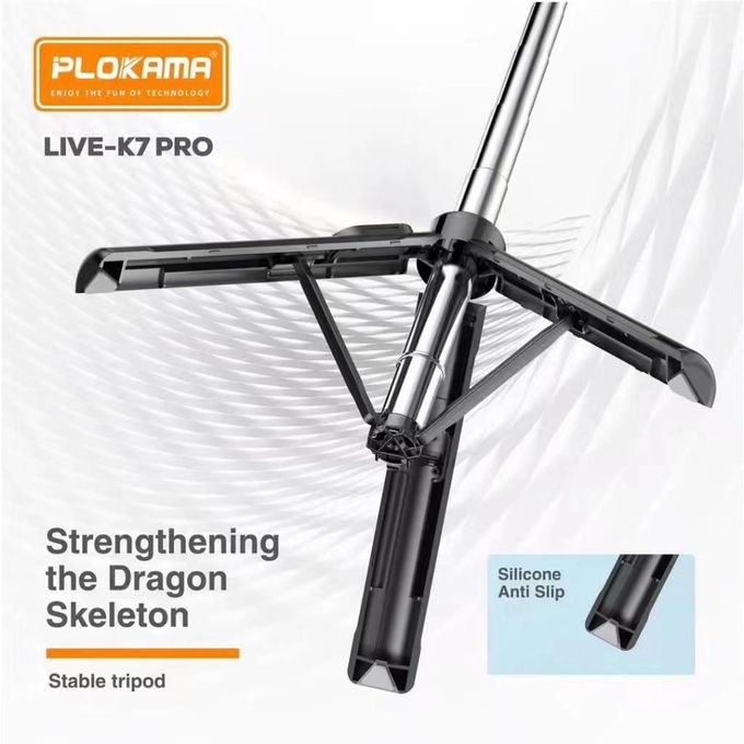 Plokama Live-K7 Pro 110 cm Live Streaming Tripod & Selfie Stick with Dual LED Lights