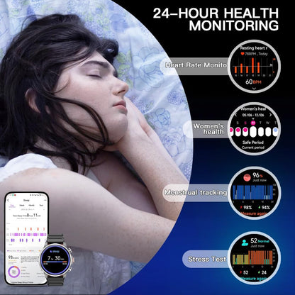 Kieslect Smartwatch Kr 3 Black 47mm, 1.5" AMOLED HD, GPS, Bluetooth Call & Text, 178 Sports Modes, Health, Fitness & Sleep Tracker, 5ATM Waterproof Fit Men and Women