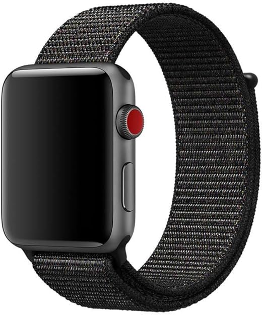 Woven Nylon Sport Loop Strap for Apple Watch 44mm, Black  write only this description