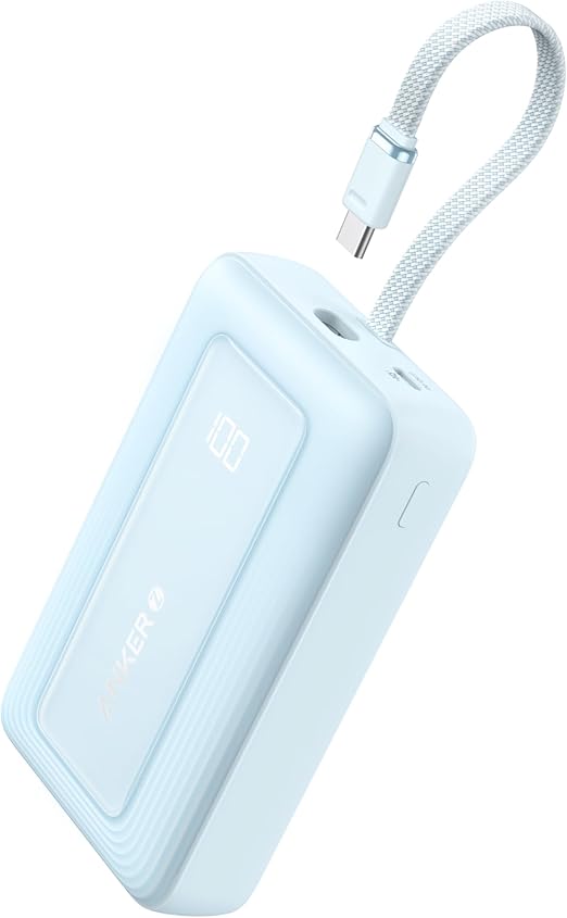 Anker Zolo Power Bank, Built-in Dual USB-C Cables, 10000mAh 35W Fast Charge Compact and Portable, Compatible with iPhone 16/15, Samsung Galaxy, Google Pixel and More