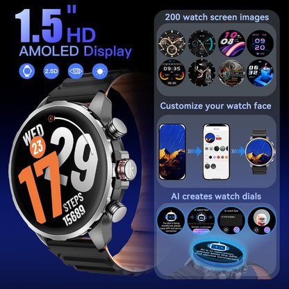 Kieslect Smartwatch Kr 3 Black 47mm, 1.5" AMOLED HD, GPS, Bluetooth Call & Text, 178 Sports Modes, Health, Fitness & Sleep Tracker, 5ATM Waterproof Fit Men and Women