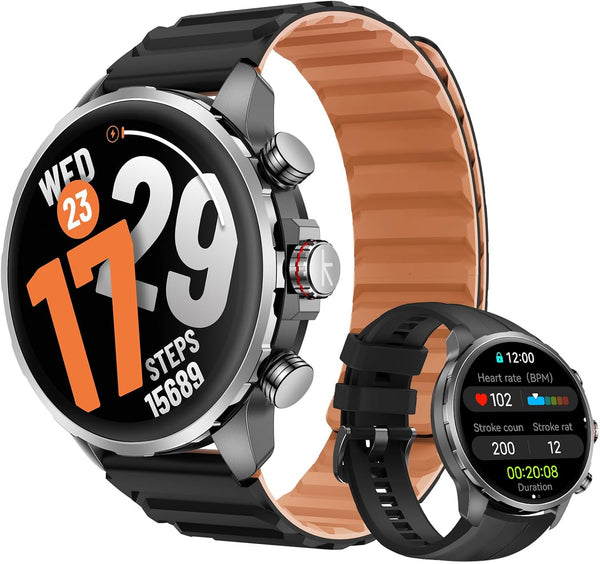 Kieslect Smartwatch Kr 3 Black 47mm, 1.5" AMOLED HD, GPS, Bluetooth Call & Text, 178 Sports Modes, Health, Fitness & Sleep Tracker, 5ATM Waterproof Fit Men and Women