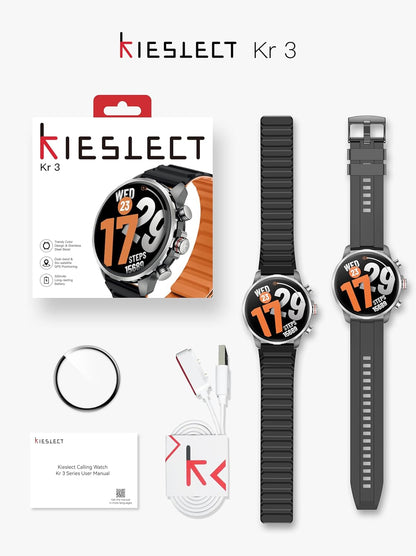 Kieslect Smartwatch Kr 3 Black 47mm, 1.5" AMOLED HD, GPS, Bluetooth Call & Text, 178 Sports Modes, Health, Fitness & Sleep Tracker, 5ATM Waterproof Fit Men and Women