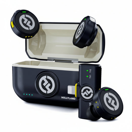 Hollyland LARK M2 Wireless Lavalier Microphone for iPhone – 300m Range, 30-Hour Battery, Noise Cancelling Mic for Vlogging & Photography