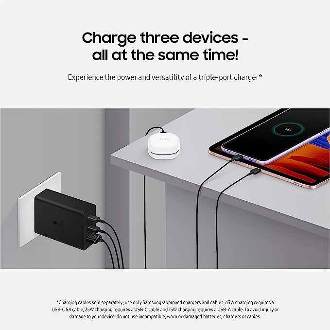 Samsung 65W 3-Port Super Fast Charging Wall Charger - Black