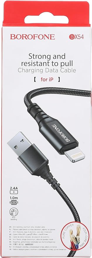 Borofone BX54 Charging Data Cable For iPhone - black