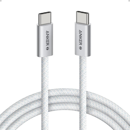 Anker Zolo USB C to USB C Cable, Braided and Dirt-Free Type-C Fast Charging Cable, Slim Connector, for iPhone 16 Series, MacBook (240W) (White, 6FT) 18 Months Warranty