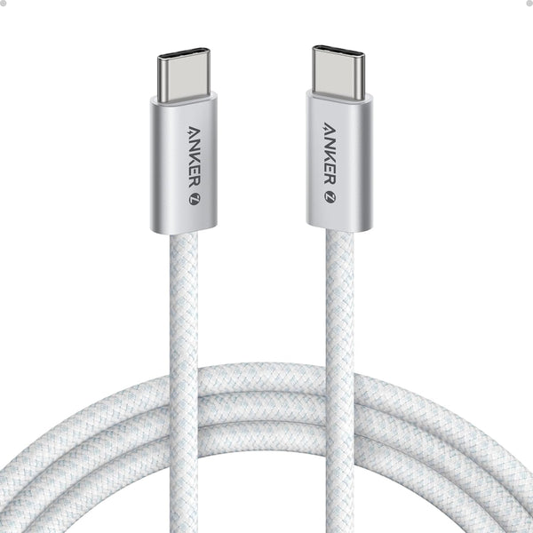Anker Zolo USB C to USB C Cable, Braided and Dirt-Free Type-C Fast Charging Cable, Slim Connector, for iPhone 16 Series, MacBook (240W) (White, 6FT) 18 Months Warranty