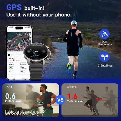 Kieslect Smartwatch Kr 3 Black 47mm, 1.5" AMOLED HD, GPS, Bluetooth Call & Text, 178 Sports Modes, Health, Fitness & Sleep Tracker, 5ATM Waterproof Fit Men and Women