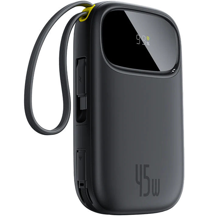 Baseus EnerFill FC31 Qpow3 10000mAh 45W Power Bank – Fast Charging with Built-In USB-C Cables
