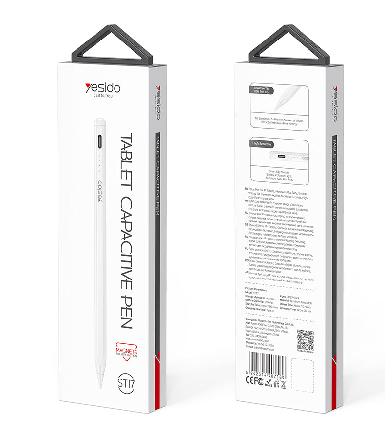 Yesido ST17 Aluminum Alloy Magnetic Adsorption Real-time Display of Power Supply Stylus Pen for IP Tablet