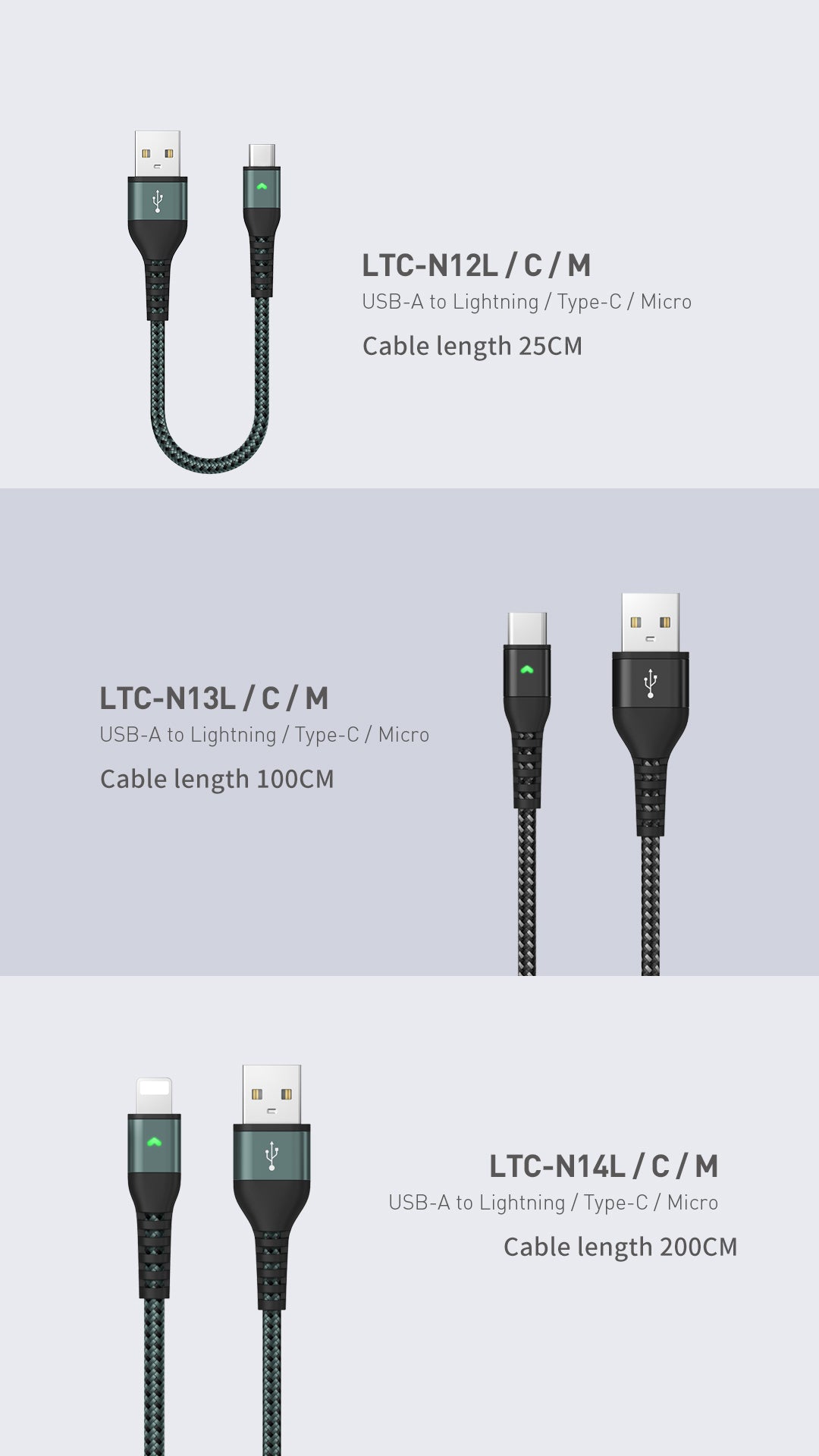 LANEX LTC-N12L USB TO LIGHTNING CABLE 25CM (GREEN)