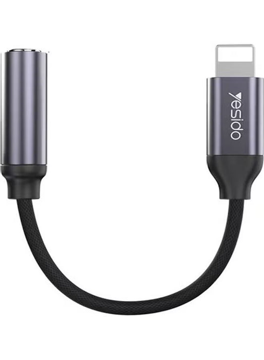 Audio Cable AUX 3.5MM Lightning To Headphone Adapter Black