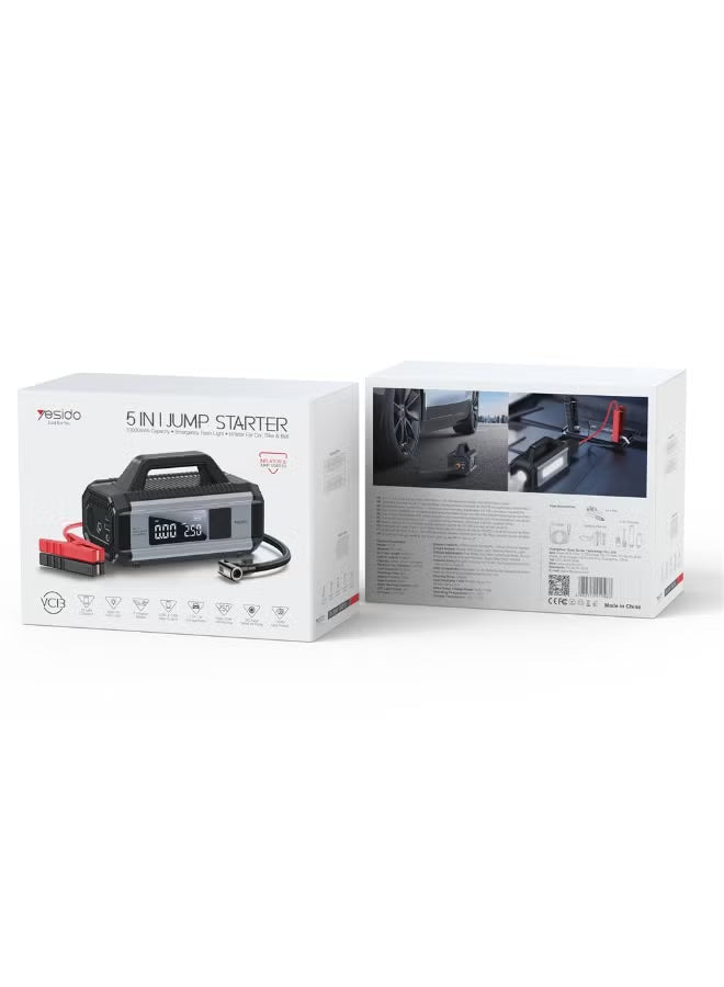 YESIDO VC13 5-in-1 Car Jump Starter, 150PSI Tire Inflator, 10000mAh Power Bank, Air Compressor