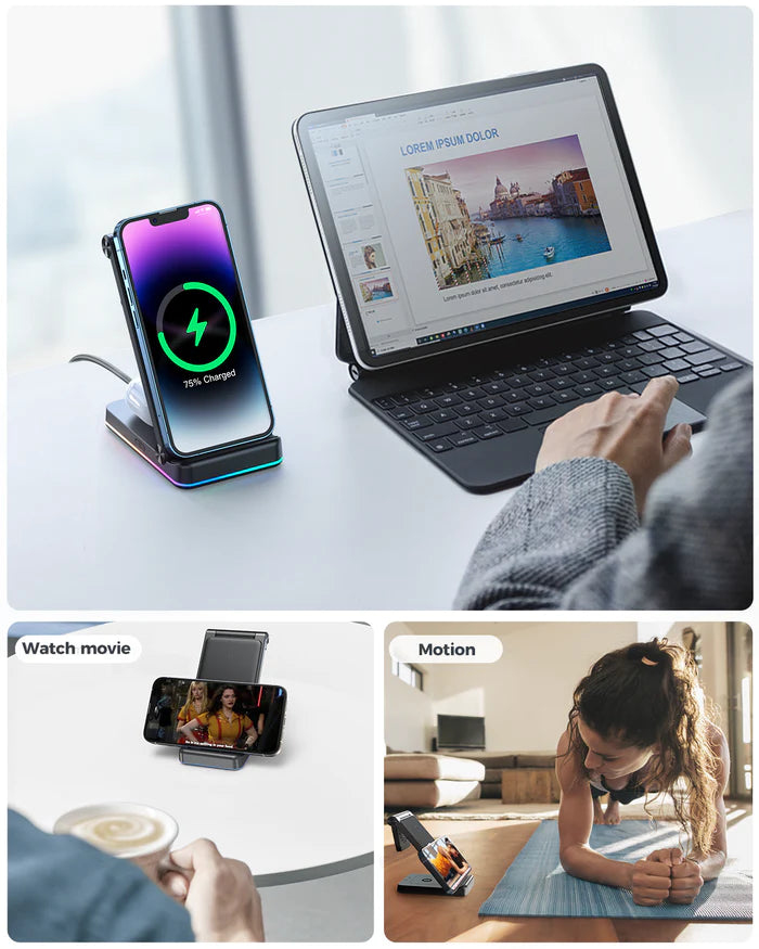 JOYROOM JR-WQN01 3-in-1 Foldable Wireless Charging Station