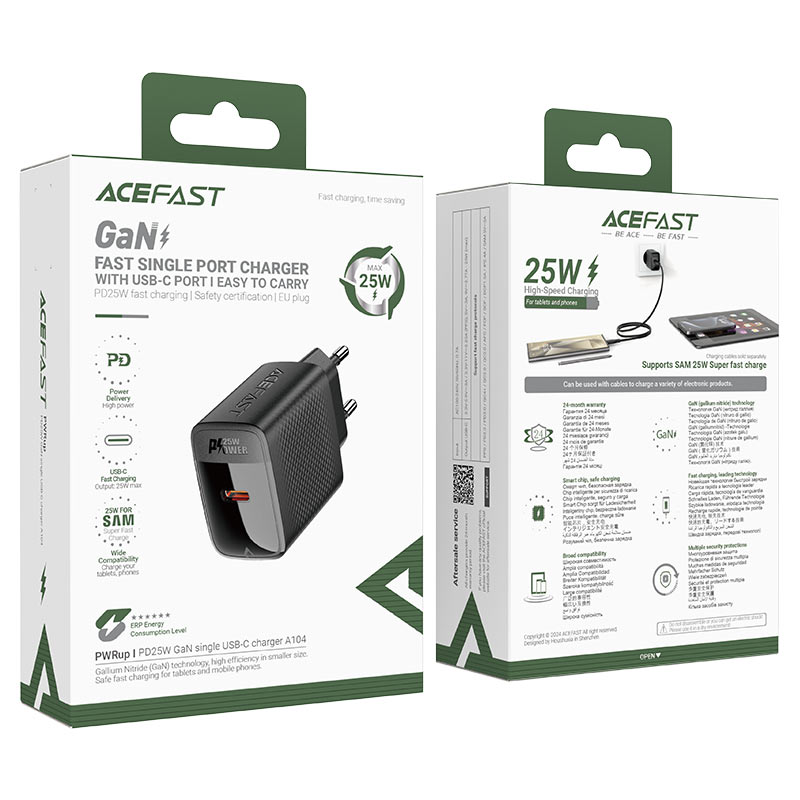 Fast Charge Wall Charger A104 PD25W GaN (1xUSB-C) EU