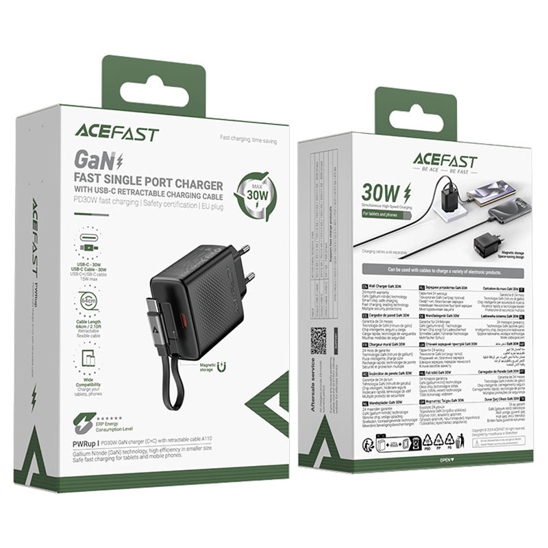 Fast Charge Wall Charger A110 PD30W (USB-C+USB-C cable) EU