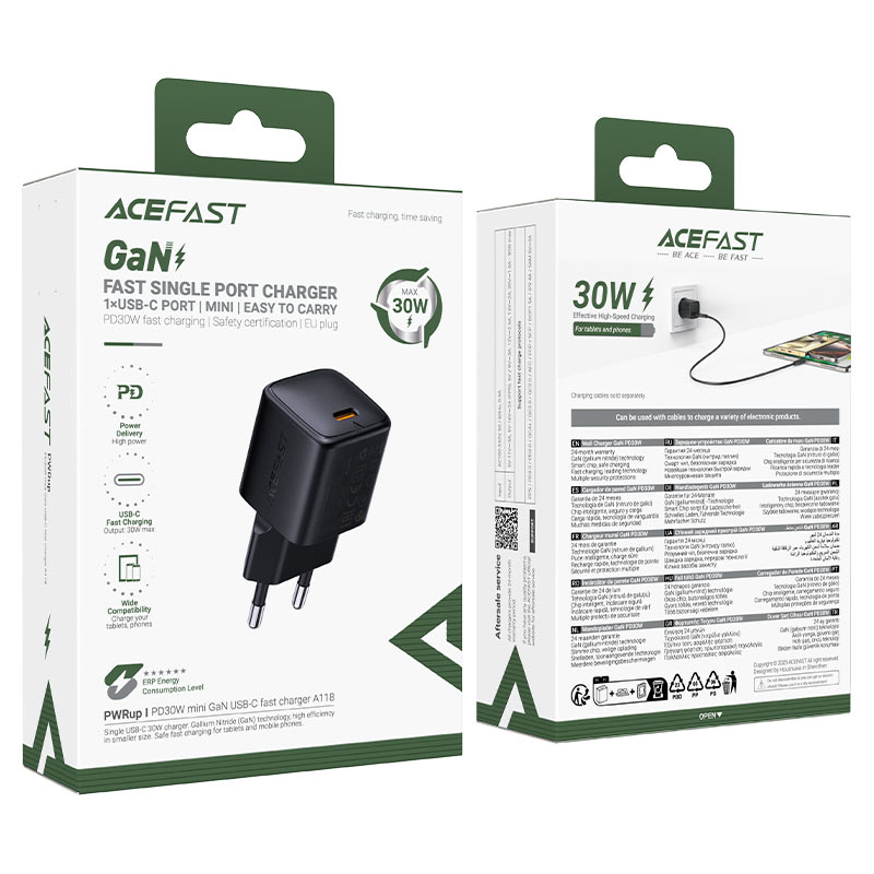 Fast Charge Wall Charger (P16) A118 PD30W GaN (1xUSB-C) EU