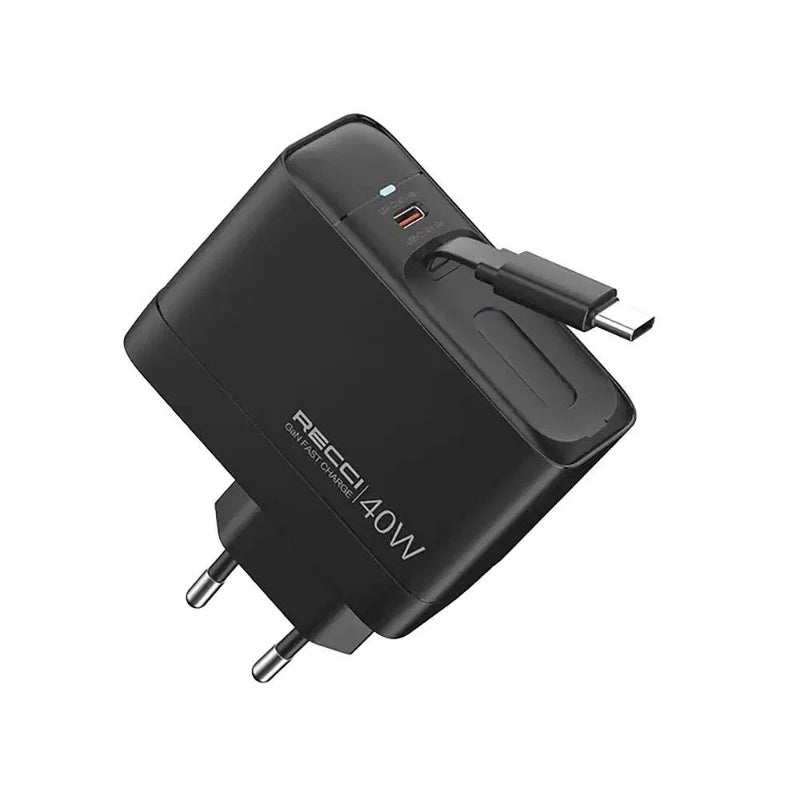 Recci RC102E 40W Wall Charger with Stretchable Cable