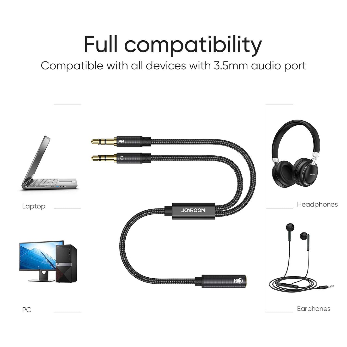 Joyroom SY-A05 Headphone Female To 2-Male Y-Splitter Audio Cable