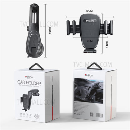 YESIDO C130 Universal Car Dashboard Suction Cup Mobile Phone Holder Stand Adjustable Bracket