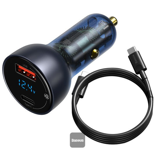 Baseus 65W Car Charger Dual USB, Type C Quick Charge