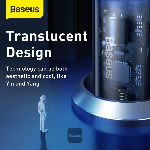 Baseus 65W Car Charger Dual USB, Type C Quick Charge