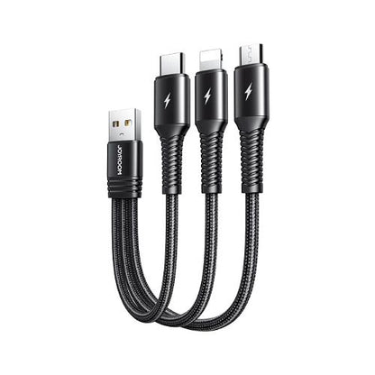 JOYROOM S-01530G9 - 3in1 Short Charging Cable 3.5A -0.15M - Black