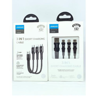 JOYROOM S-01530G9 - 3in1 Short Charging Cable 3.5A -0.15M - Black