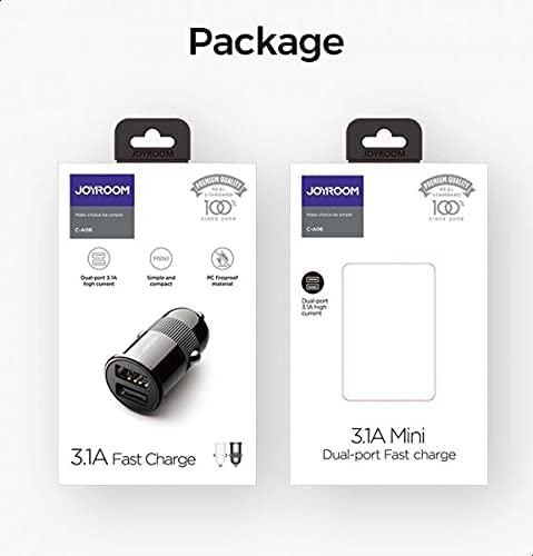 Joyroom C-A06 3.1A Mini Dual-Port Fast Car Charger - Black